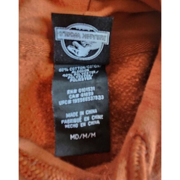 H17  Jurassic Park Orange hoodie w Dinosaur - Picture 4 of 5